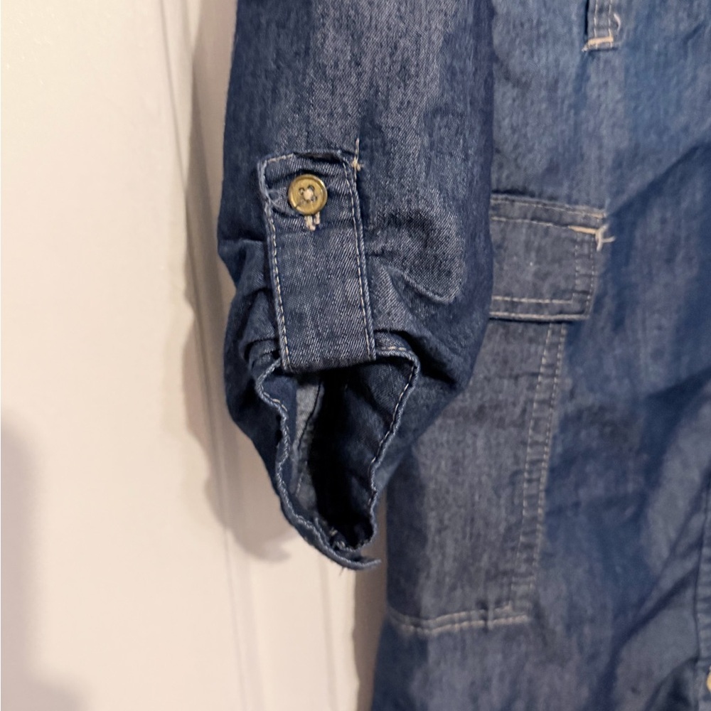 Girl Chillpop Denim Button-Up Shirt Dress Sz 14/16 pockets blue no belt - Picture 4 of 9
